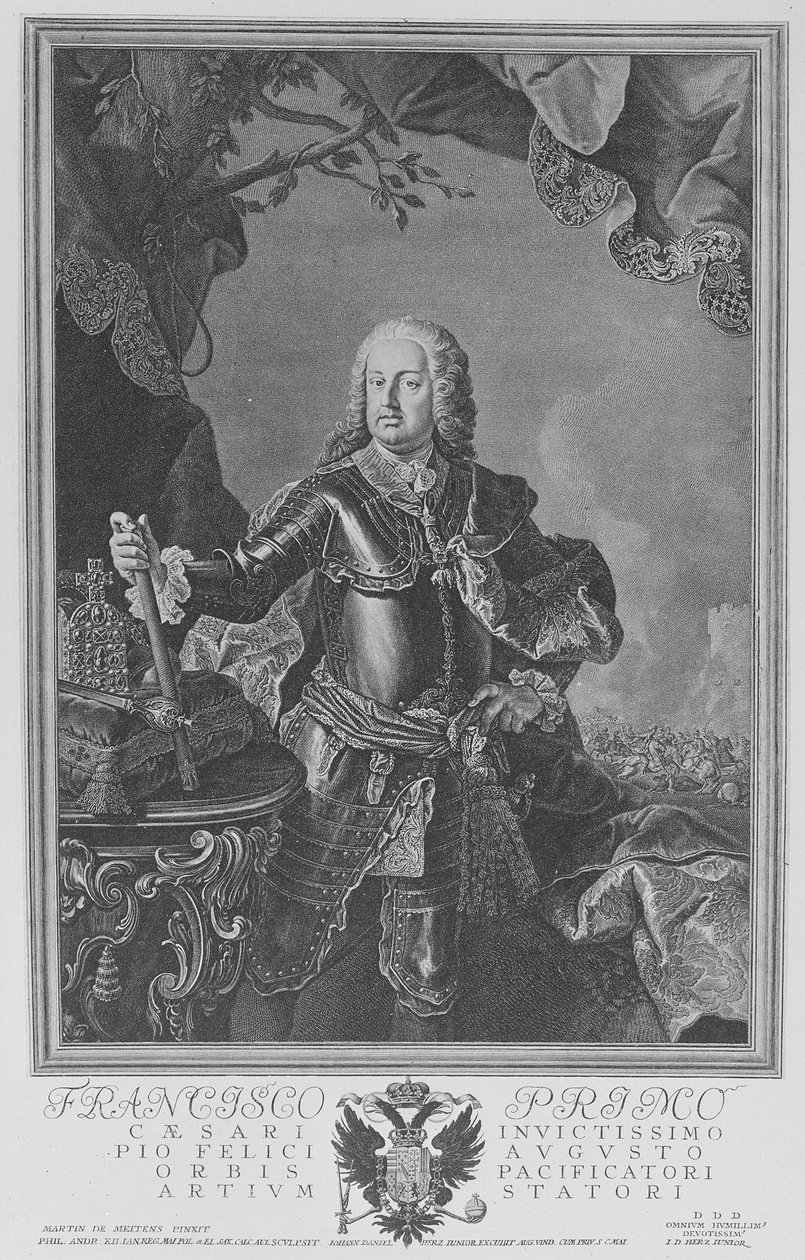 Franciszek I, cesarz rzymski, ryty przez Philipp Andreas Kilian autorstwa Martin II Mytens or Meytens