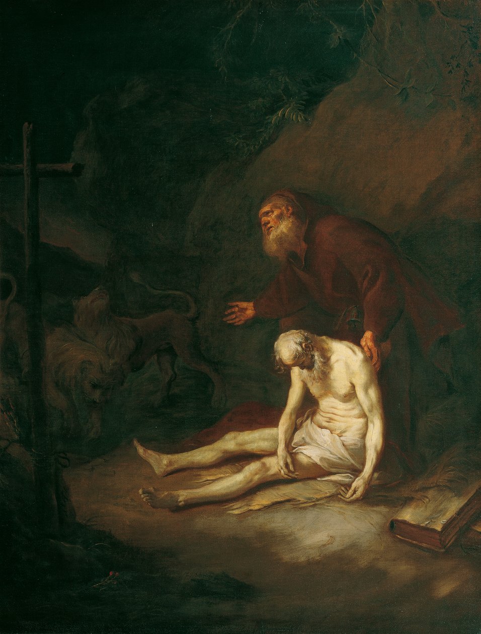 Święci pustelnicy Antoniusz i Paweł autorstwa Martin Johann Schmidt