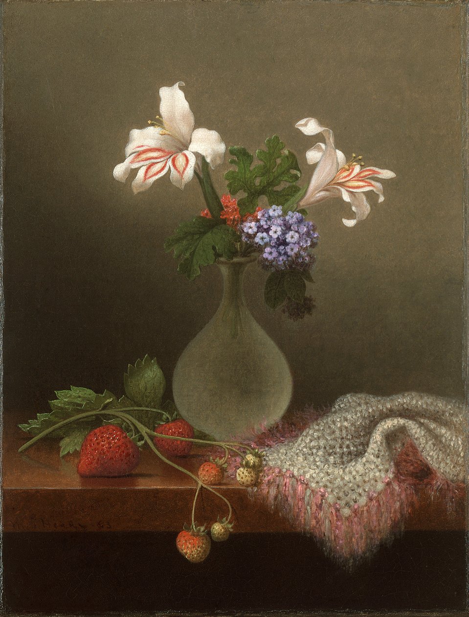 Wazon z liliami kukurydzianymi i heliotropem autorstwa Martin Johnson Heade