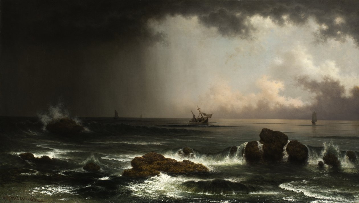 Scena nadmorska z tonącym statkiem, 1863 autorstwa Martin Johnson Heade
