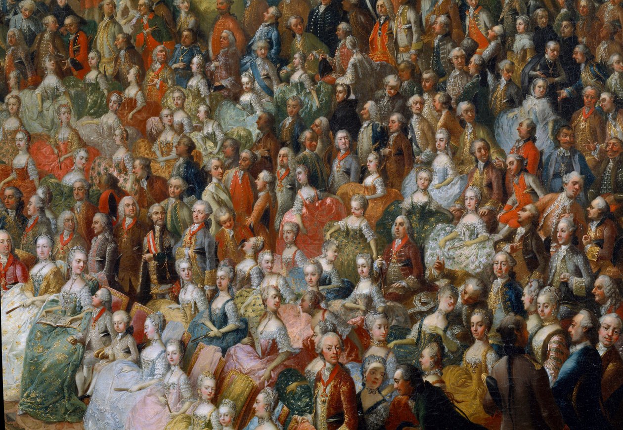 Święto wydane na cześć Marii Teresy, cesarzowej Austrii, przyszłego cesarza Józefa II i jego żony Izabeli Parmeńskiej, dnia 10.10.1760 r. Szczegół autorstwa Martin Meytens the Younger