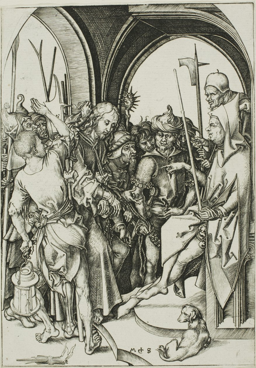 Chrystus przed Annaszem autorstwa Martin Schongauer