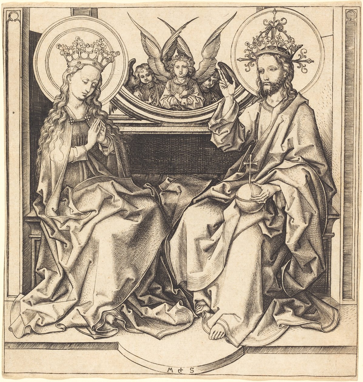 Chrystus błogosławi Dziewicy autorstwa Martin Schongauer