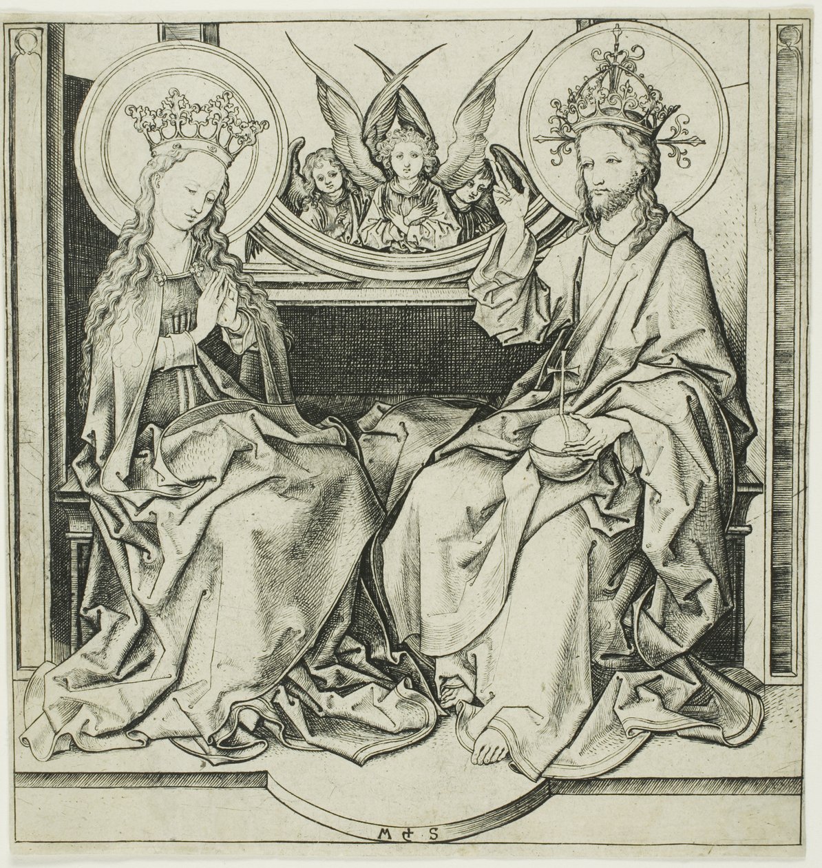 Chrystus błogosławi Dziewicy autorstwa Martin Schongauer