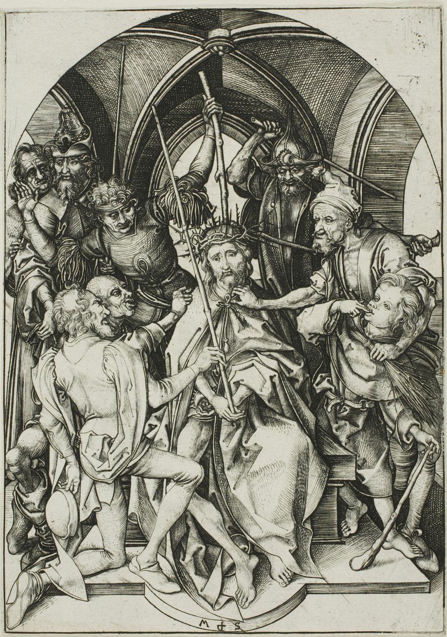 Chrystus ukoronowany cierniem, z „Pasji” autorstwa Martin Schongauer