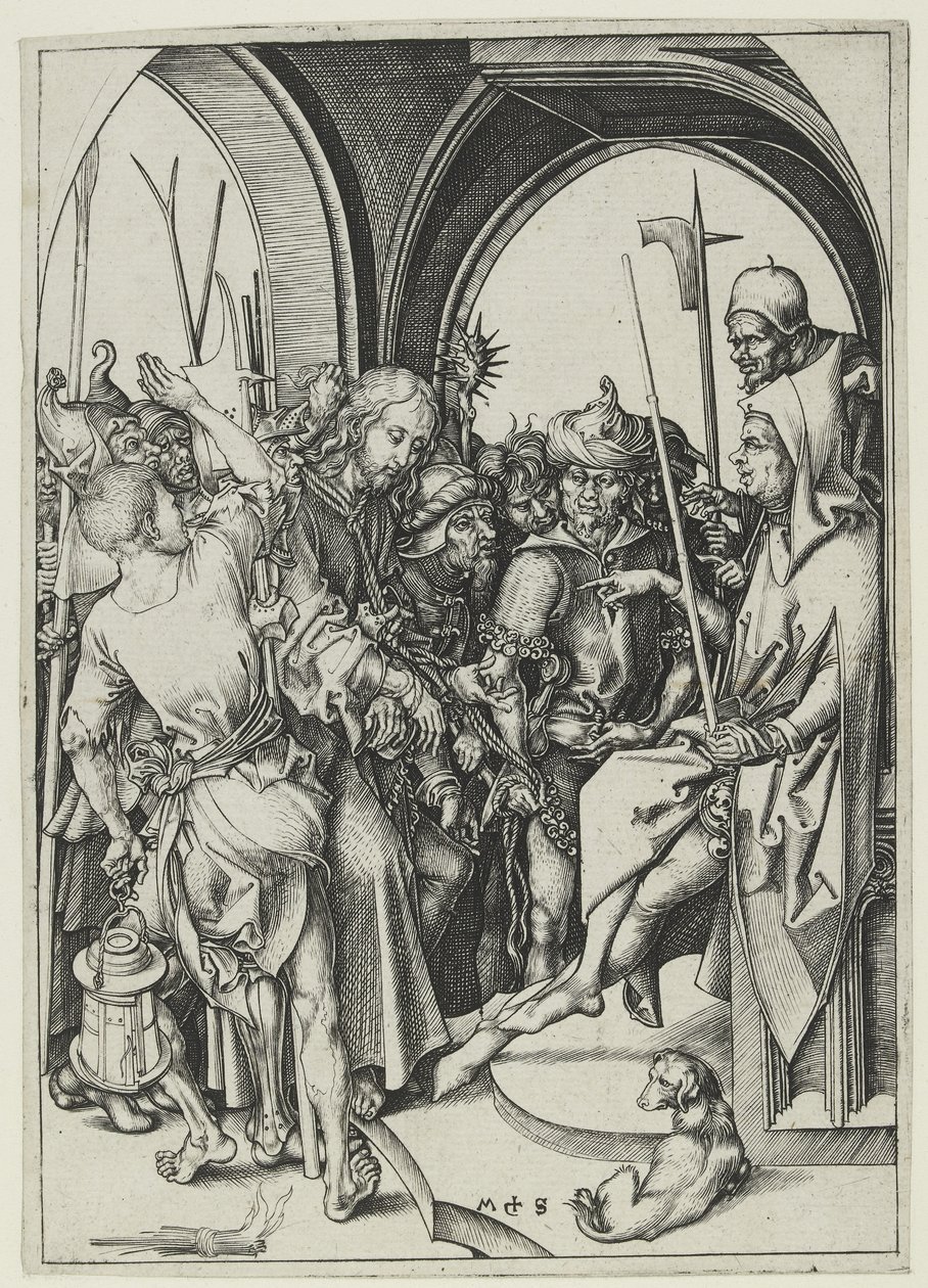 Chrystus przed Annaszem autorstwa Martin Schongauer