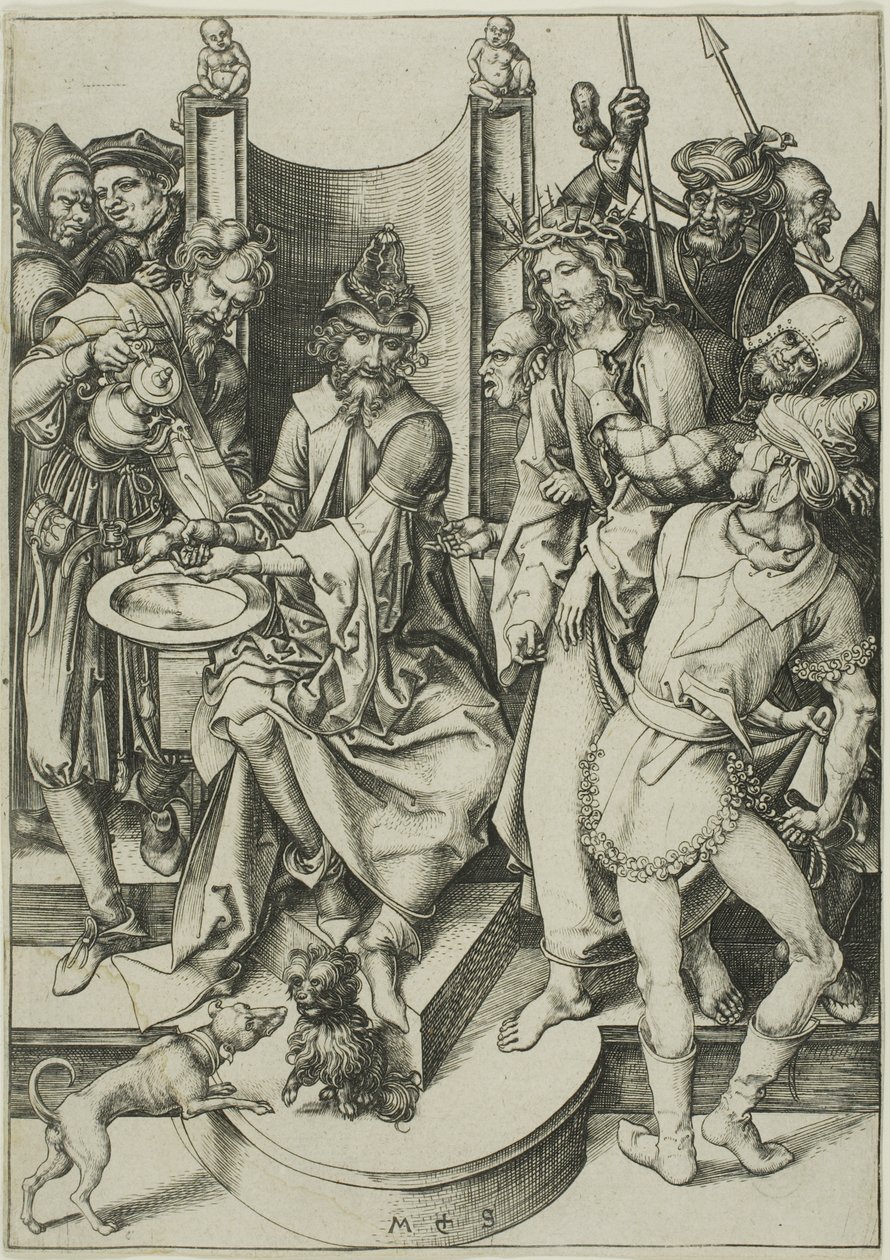 Chrystus przed Piłatem, z Męki Pańskiej autorstwa Martin Schongauer