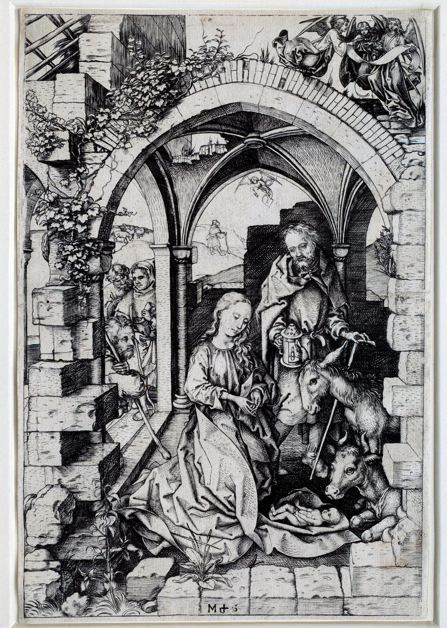 Nativite Rysunek Martina Schongauera (1450-1491) XV-wieczny Paryż. autorstwa Martin Schongauer