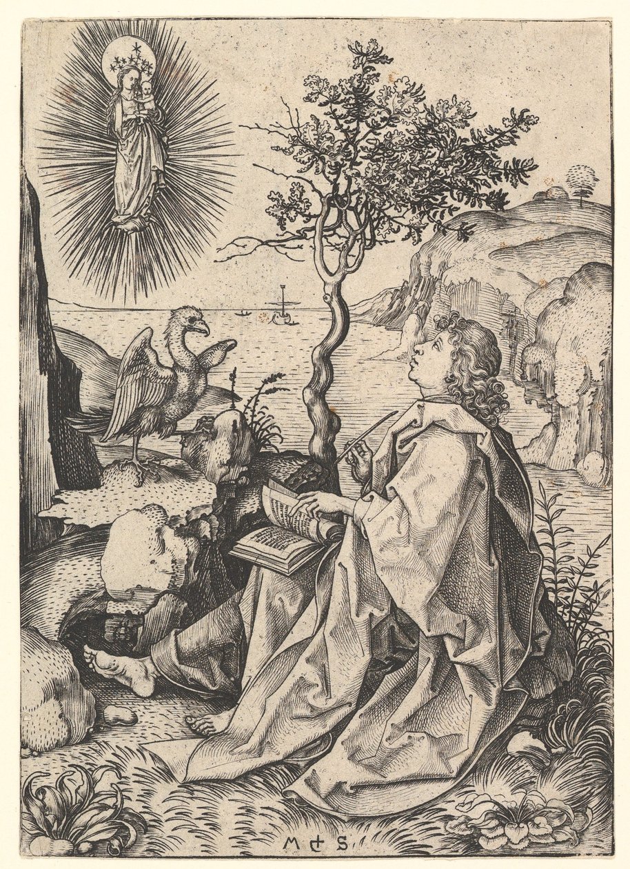 Św. Jan na Patmos, ca. 1435-1491. autorstwa Martin Schongauer