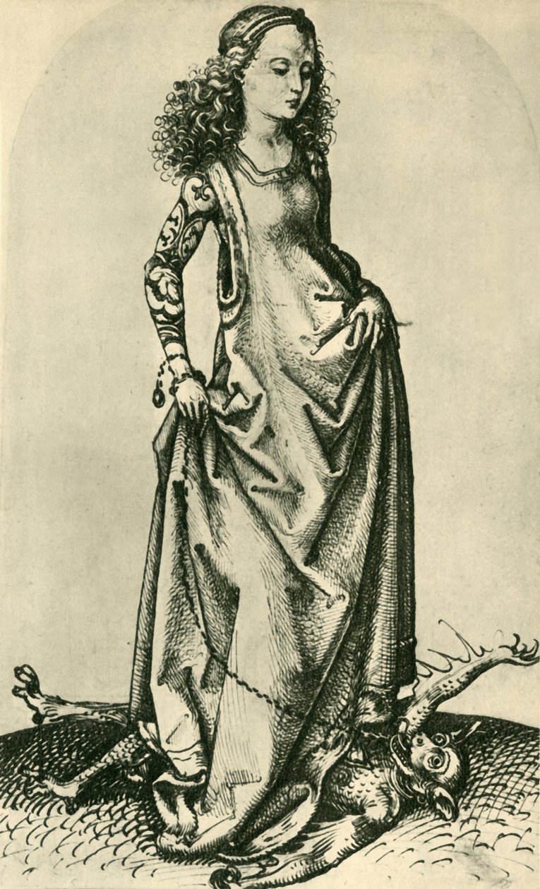 Św. Małgorzata depcząca demona, połowa końca XV w., 1943 r. autorstwa Martin Schongauer