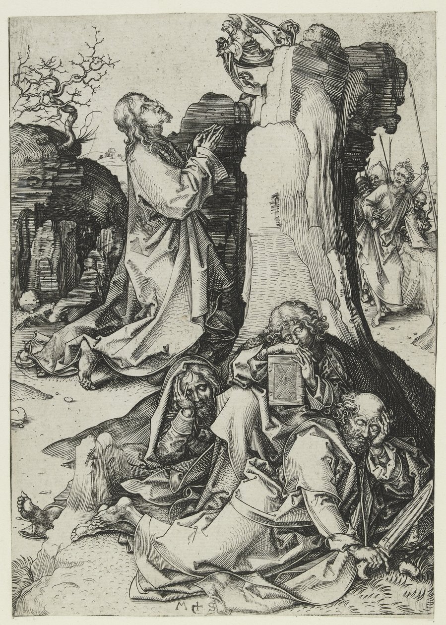 Agonia w ogrodzie (rycina) autorstwa Martin Schongauer