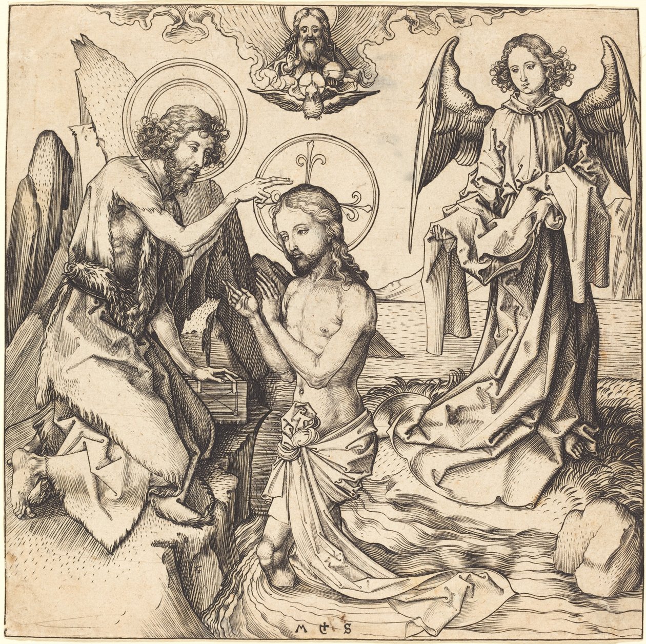 Chrzest Chrystusa autorstwa Martin Schongauer