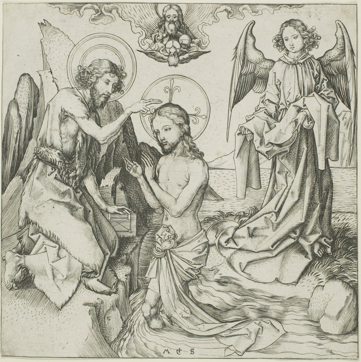 Chrzest Chrystusa autorstwa Martin Schongauer