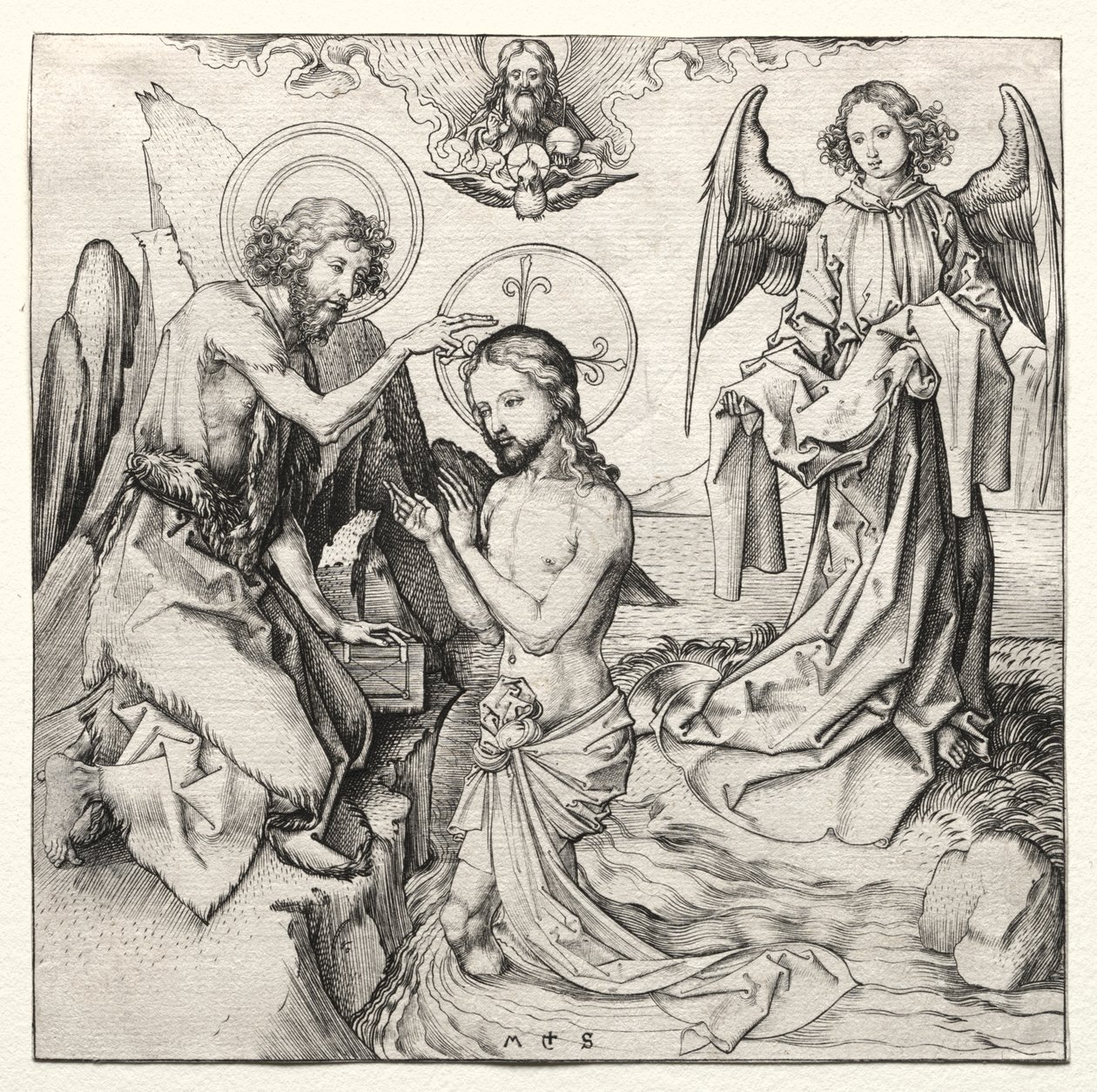 Chrzest Chrystusa w Jordanie autorstwa Martin Schongauer