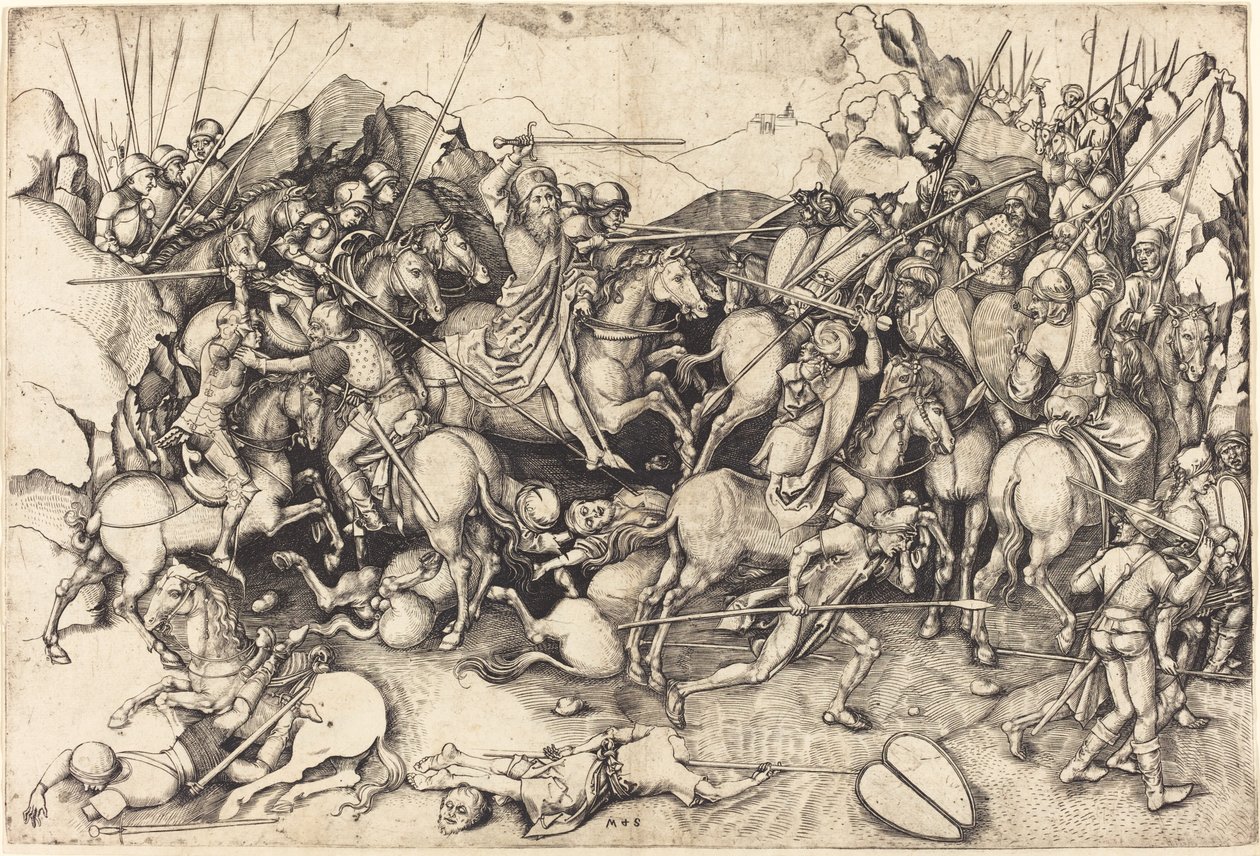 Bitwa o św. Jakuba w Clavijo autorstwa Martin Schongauer