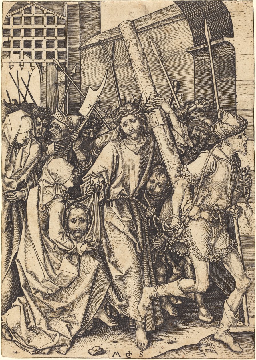 Niesienie krzyża ze św. Weroniką autorstwa Martin Schongauer