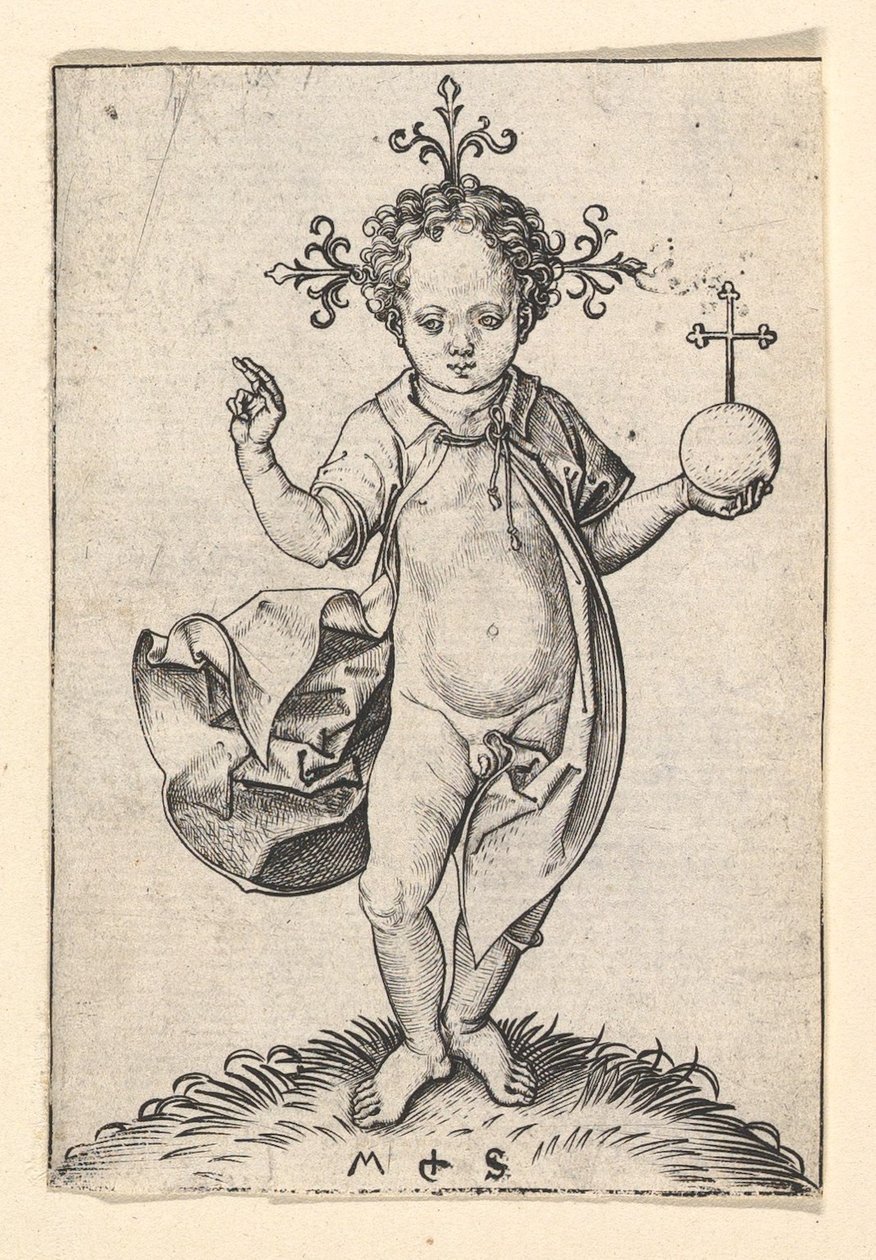 Dzieciątko Jezus z kulą, 1469-1482. autorstwa Martin Schongauer