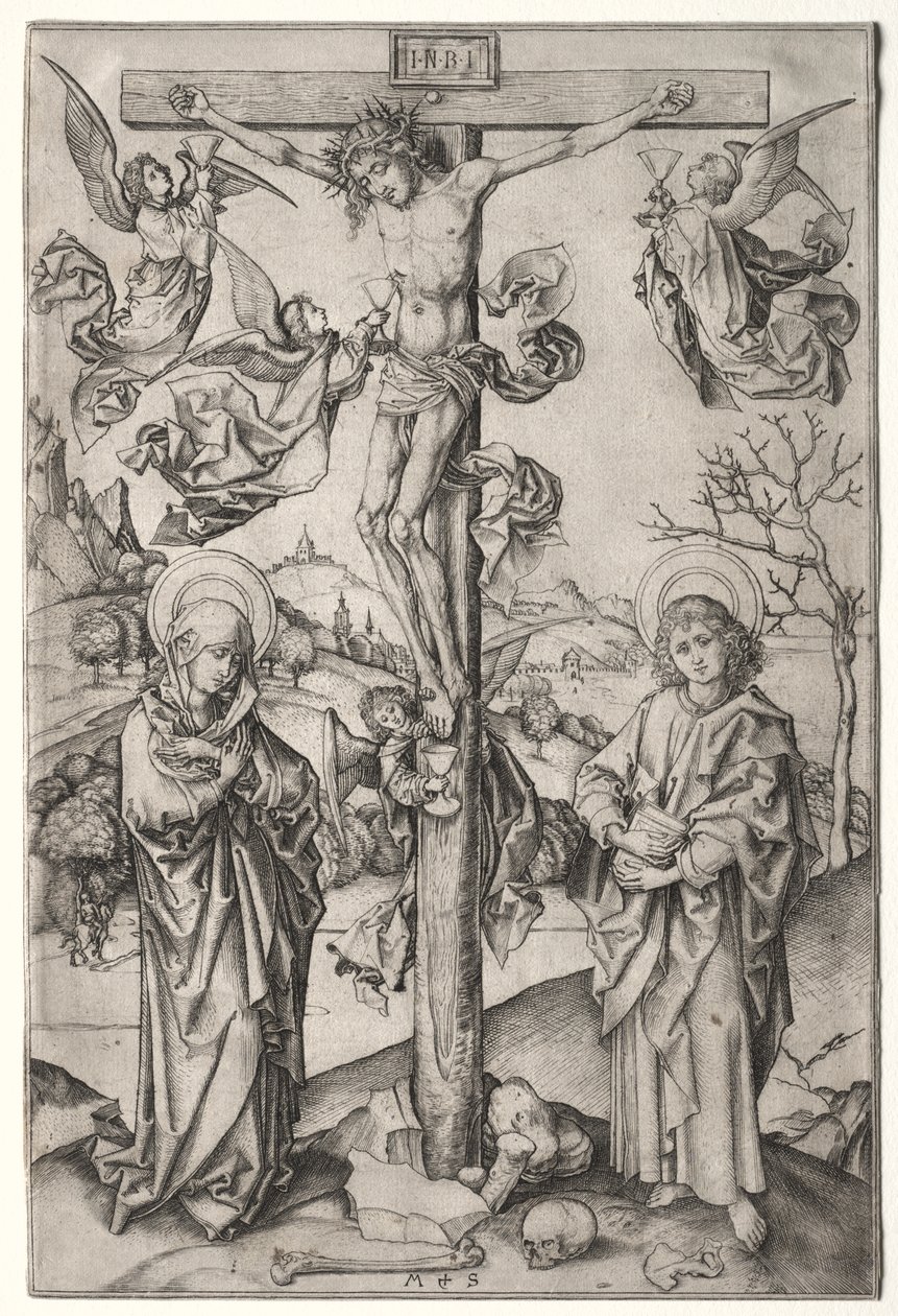 Ukrzyżowanie z czterema aniołami autorstwa Martin Schongauer