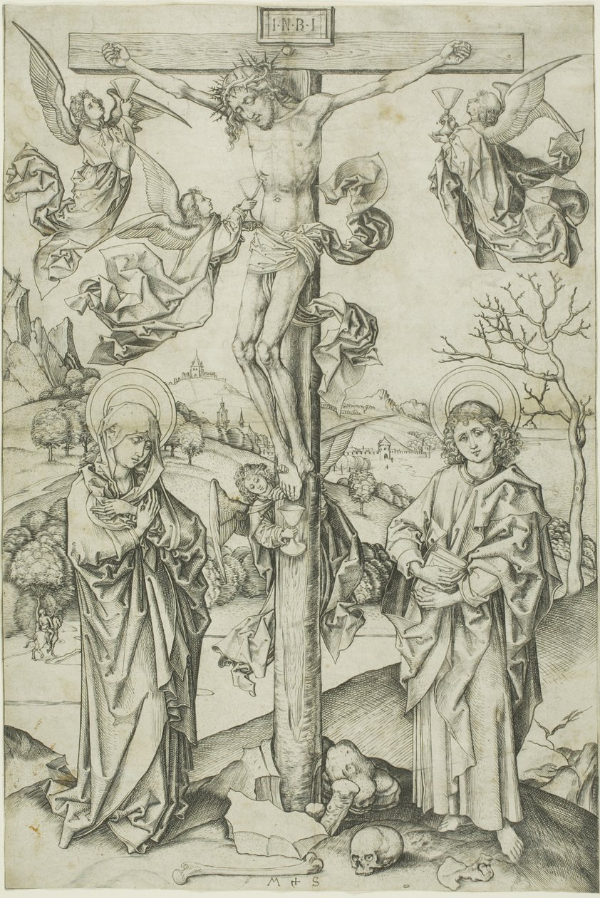 Ukrzyżowanie z czterema aniołami autorstwa Martin Schongauer