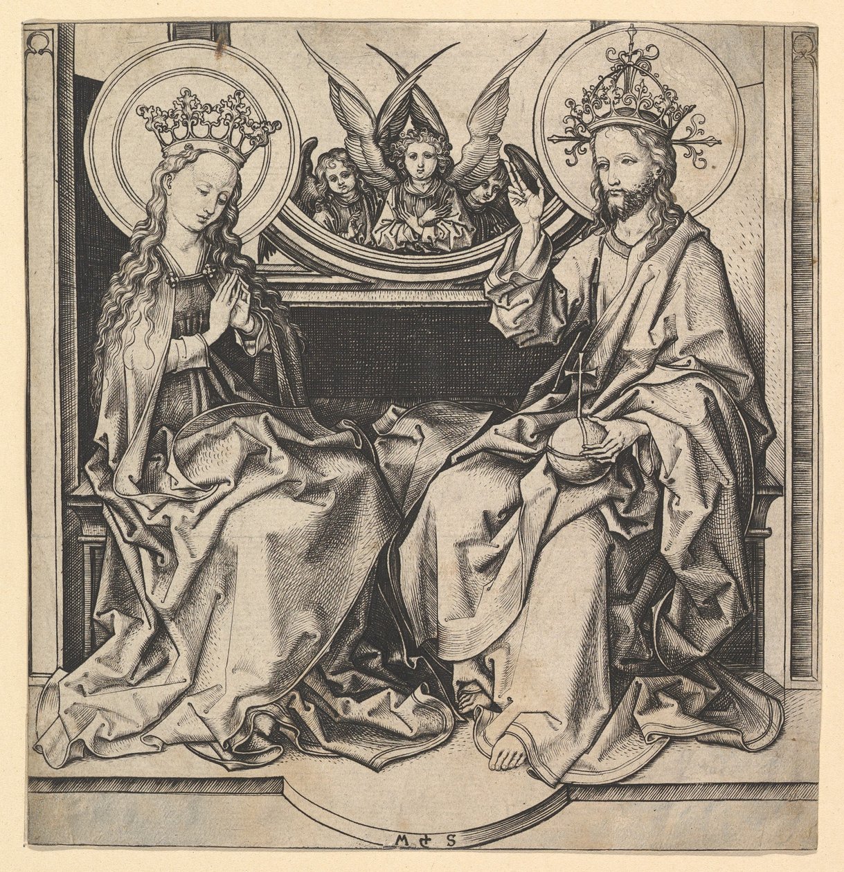 Intronizacja Najświętszej Marii Panny, ca. 1435-1491. autorstwa Martin Schongauer