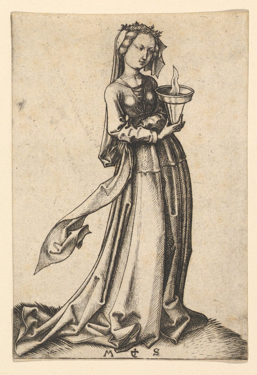 Czwarta Panna Mądra z cyklu Panny mądre i głupie, ca. 1435-1491. autorstwa Martin Schongauer