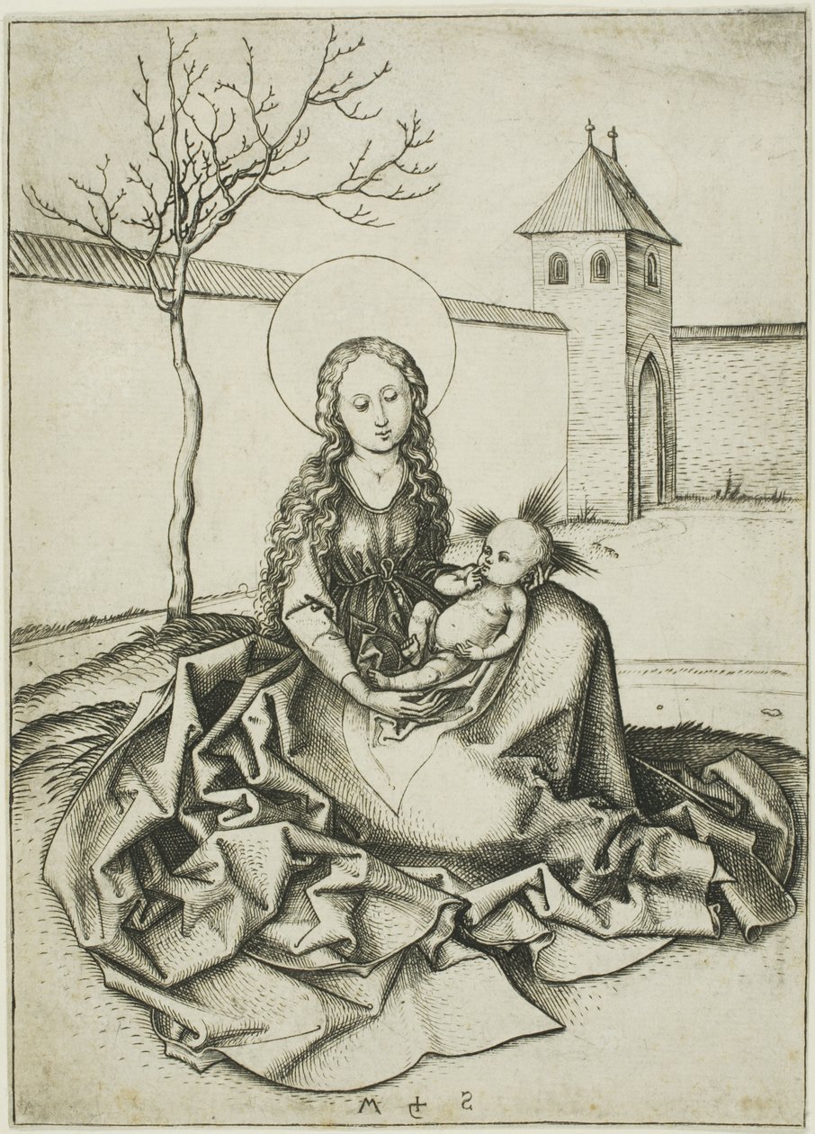 Madonna z Dzieciątkiem na dziedzińcu autorstwa Martin Schongauer