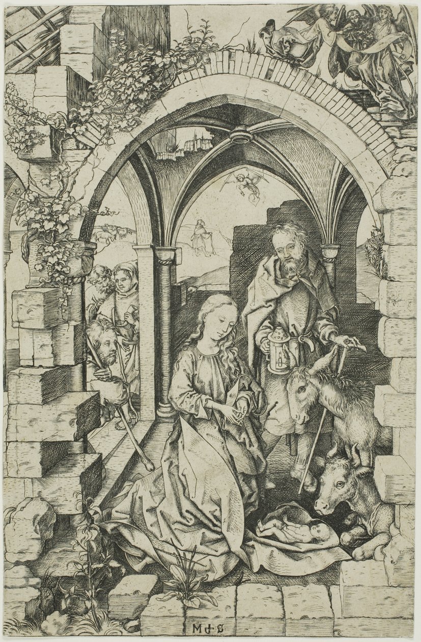 Narodzenia, z Życia Dziewicy autorstwa Martin Schongauer