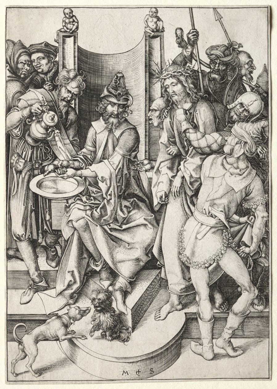 Pasja: Chrystus przed Piłatem autorstwa Martin Schongauer