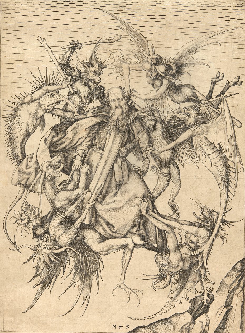 Kuszenie św. Antoniego autorstwa Martin Schongauer