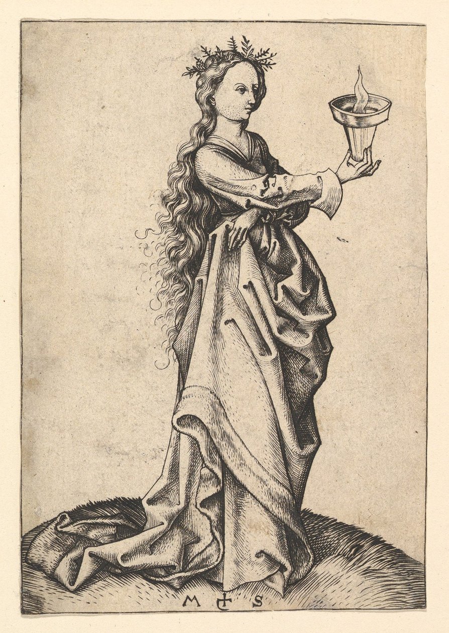 Trzecia Mądra Dziewica, ca. 1435-1491. autorstwa Martin Schongauer