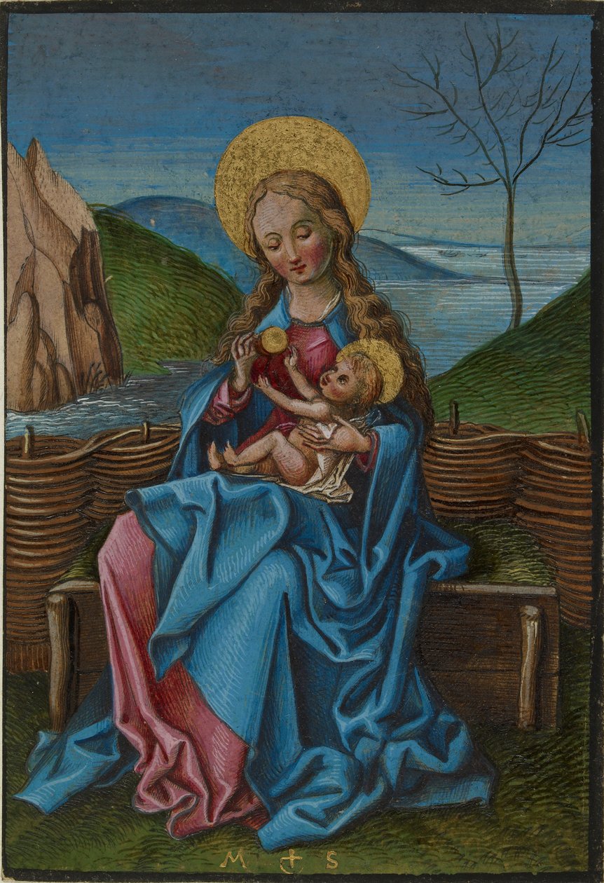 Matka Boska z Dzieciątkiem na trawiastej ławce, koniec XV w. autorstwa Martin Schongauer