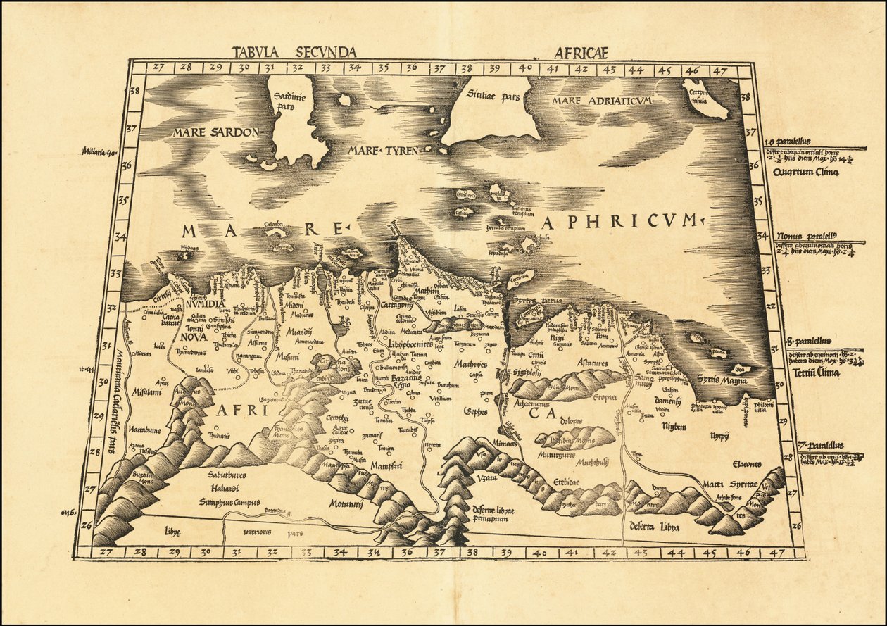 1513 Druga mapa Afryki Ptolemeusza autorstwa Martina Waldseemüllera autorstwa Martin Waldseemuller