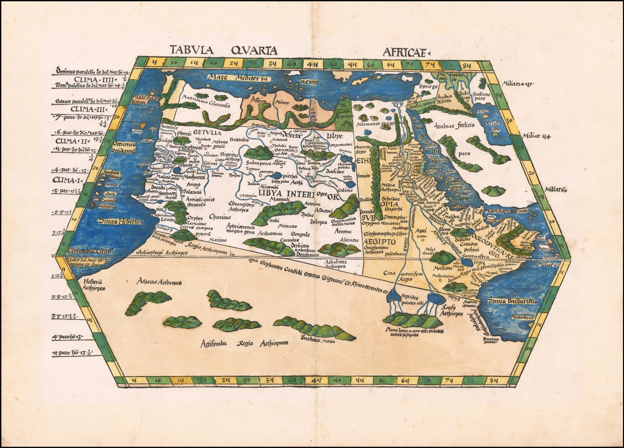 1513 Czwarta mapa Afryki Ptolemeusza autorstwa Martina Waldseemüllera autorstwa Martin Waldseemuller