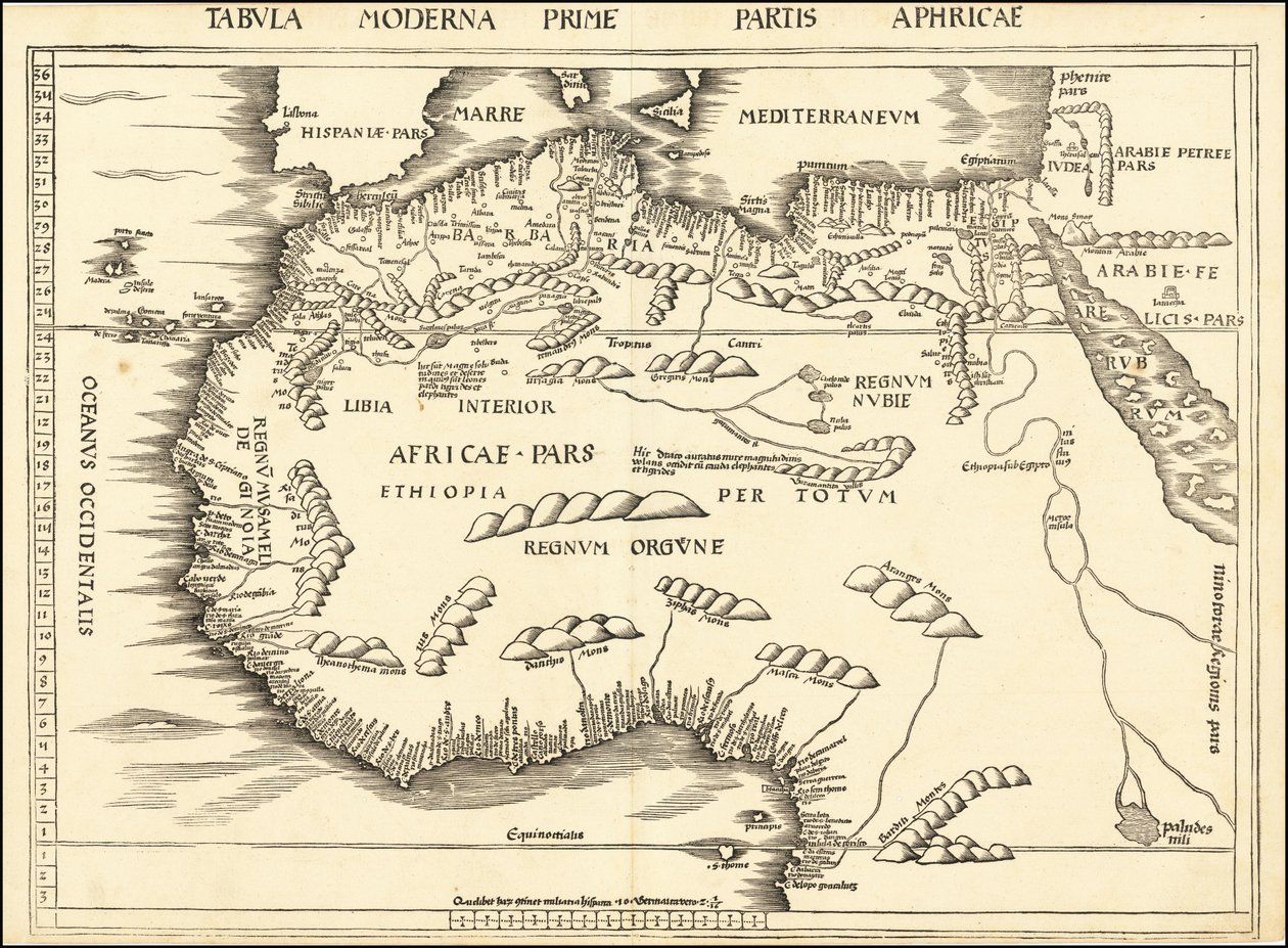 Mapa Afryki Północnej z 1513 r. autorstwa Martina Waldseemüllera autorstwa Martin Waldseemuller