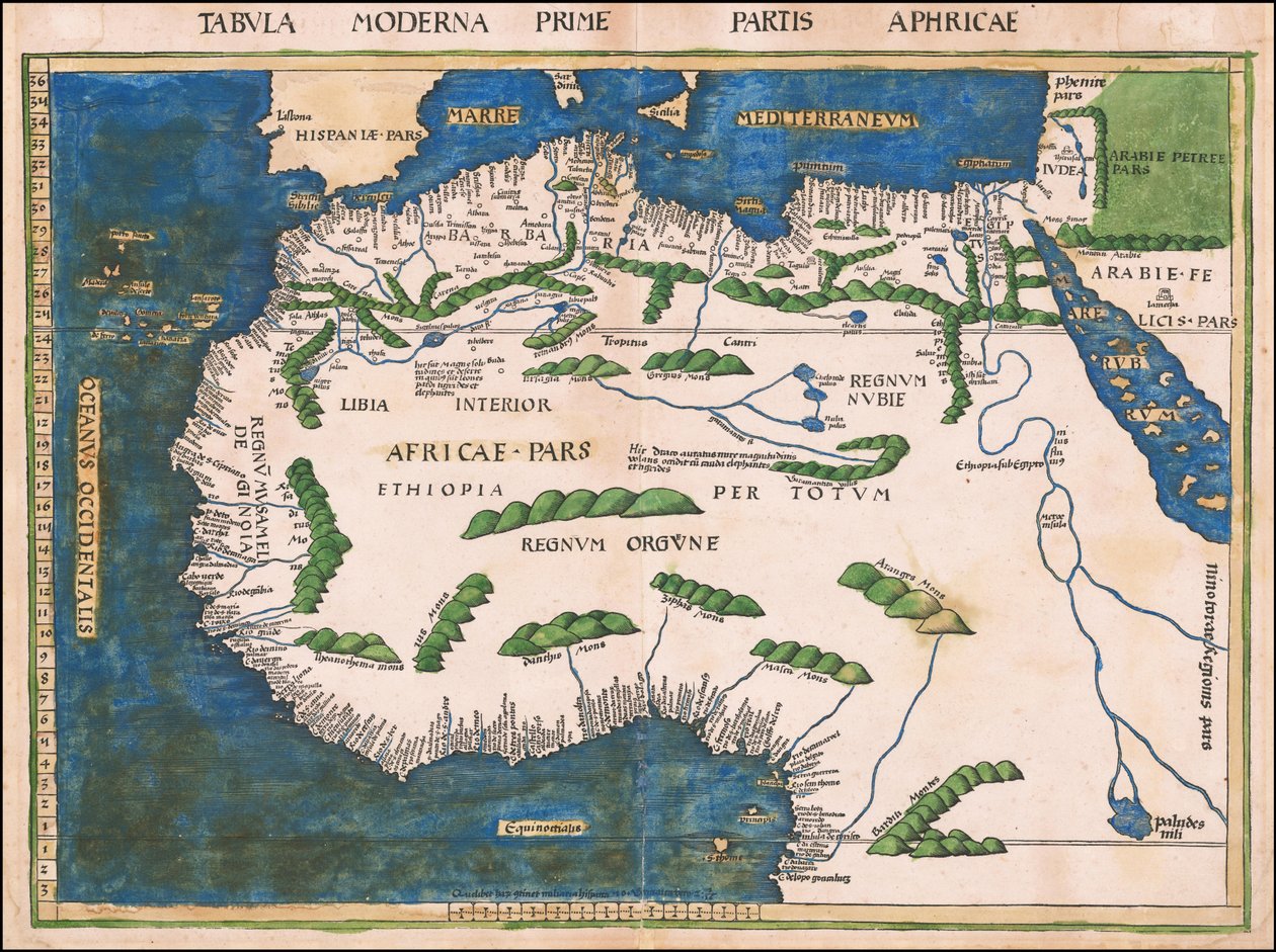 Mapa Afryki Północnej i Zachodniej z 1513 r. autorstwa Martina Waldseemüllera autorstwa Martin Waldseemuller
