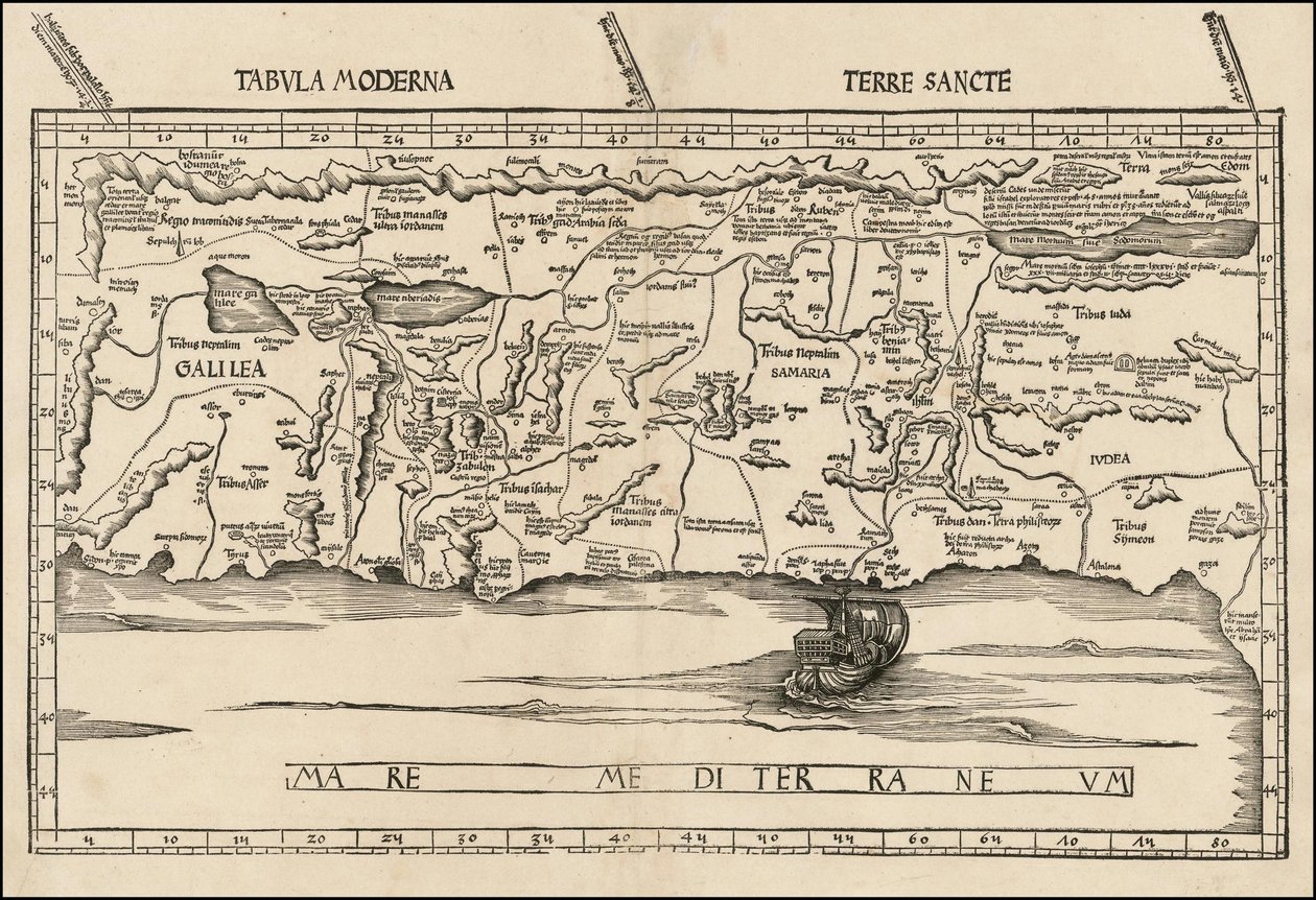 Mapa Palestyny z 1513 roku autorstwa Martina Waldseemüllera autorstwa Martin Waldseemuller