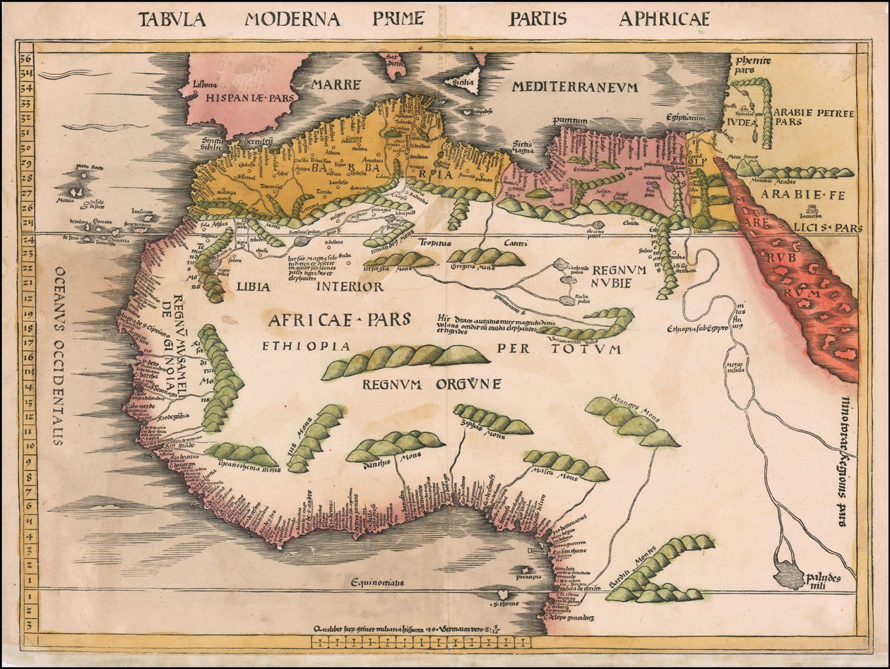 Mapa Afryki Zachodniej i Północnej z 1513 r. autorstwa Martina Waldseemüllera autorstwa Martin Waldseemuller