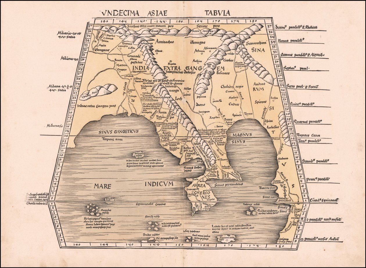 Mapa Azji Południowo-Wschodniej, Chin i Indii z 1513 r. autorstwa Martina Waldseemüllera autorstwa Martin Waldseemuller