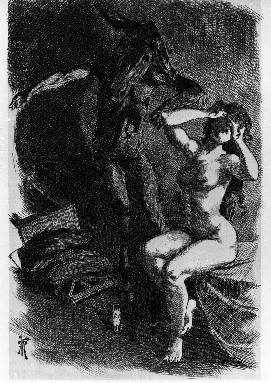 Photis przypadkowo przekształcił Lucjusza w osła Les Metamorphoses (Złoty Osioł lub Asinus aureus), powieść napisana przez Apulego (Lucjusza Apulejusza) (ok. 125-ok. 180) w II wieku. Trawienie wody autorstwa Martina Van Maele autorstwa Martin van Maele