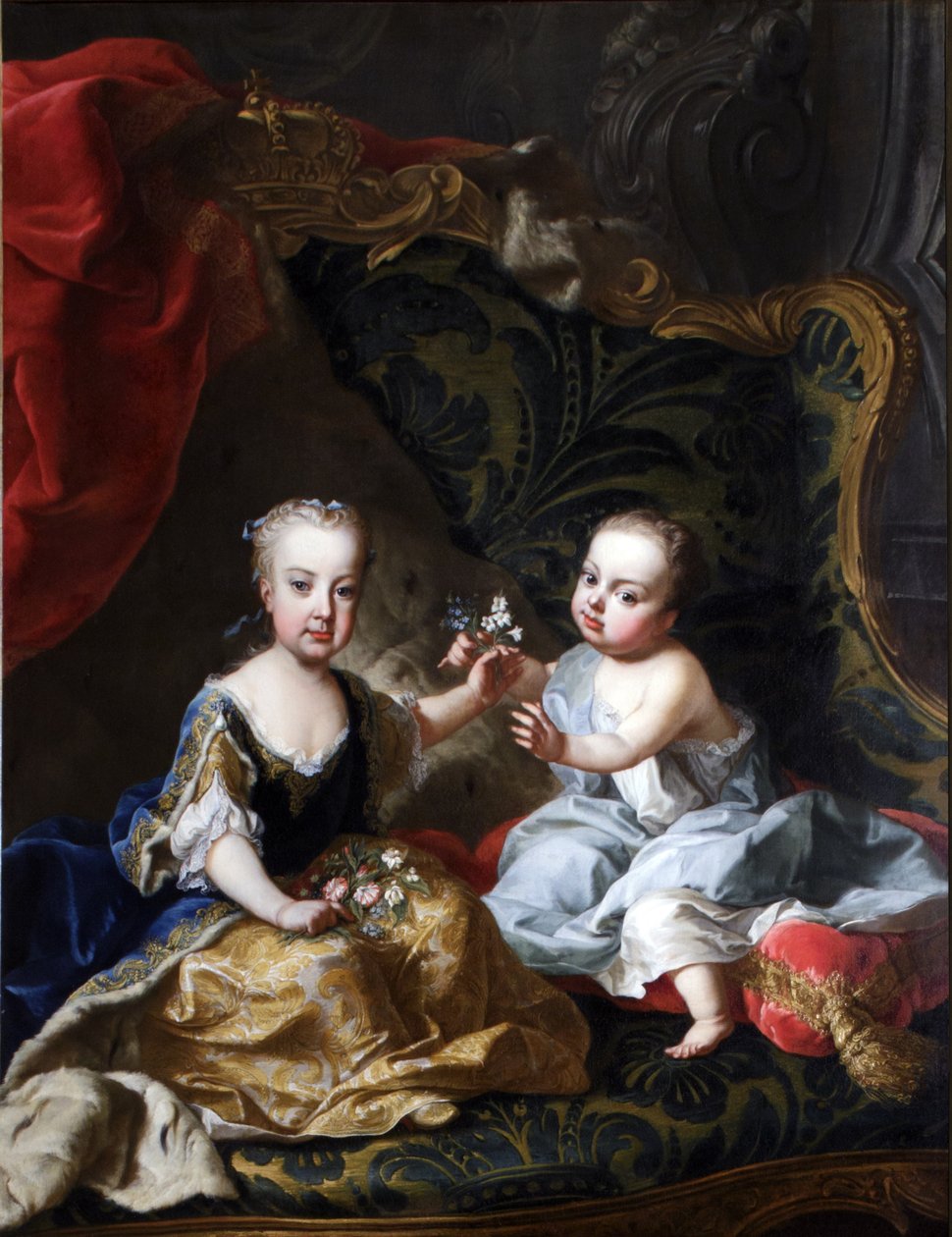 Józef Habsburg-Lotaryński, przyszły cesarz, z siostrą Marią Anną autorstwa Martin van Meytens