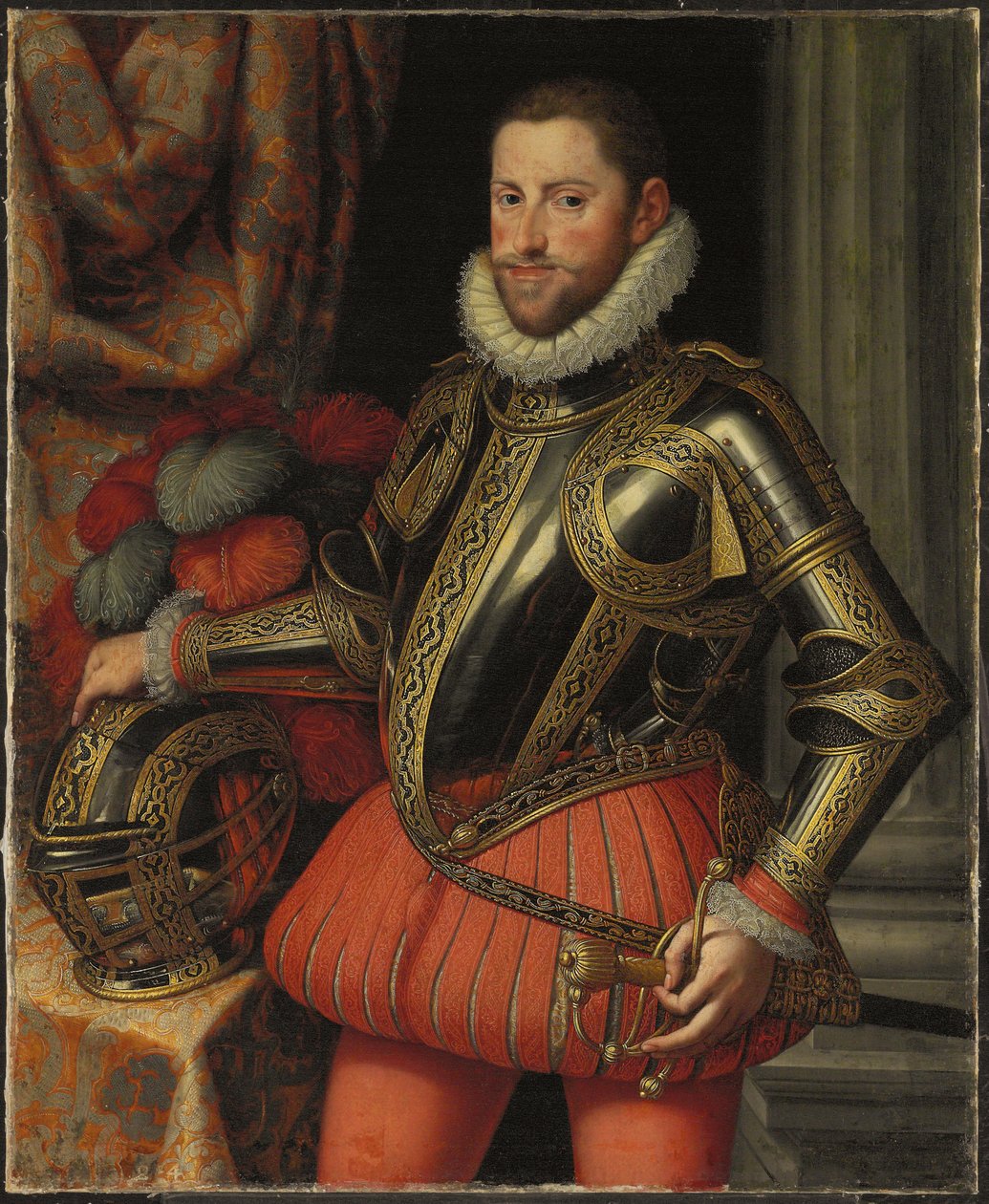 Portret arcyksięcia Ernsta Austrii, długości 3/4, w zbroi, ok. 1580 autorstwa Martino Rota
