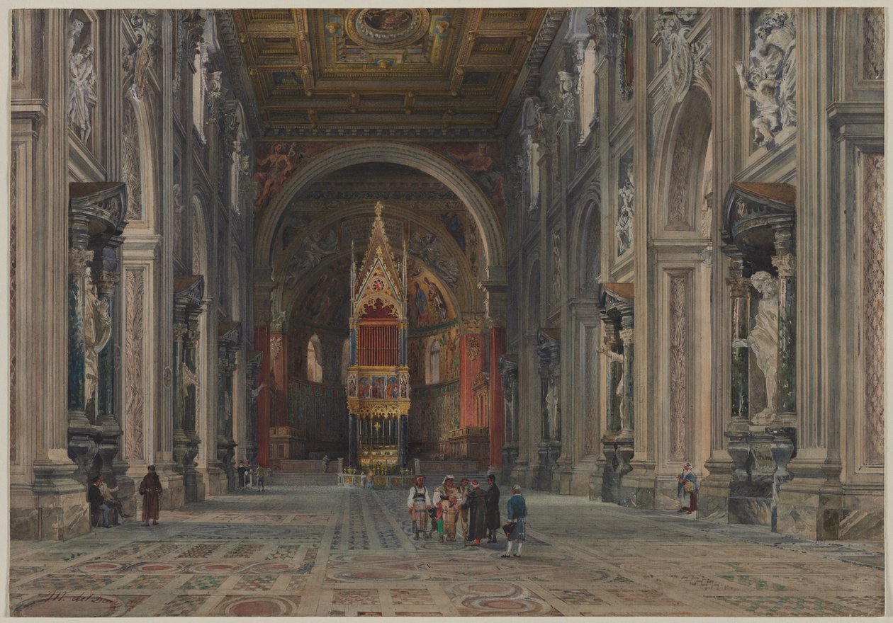 Wnętrze San Giovanni in Laterano, Rzym, ok. 1930 r. 1896. autorstwa Martino del Don