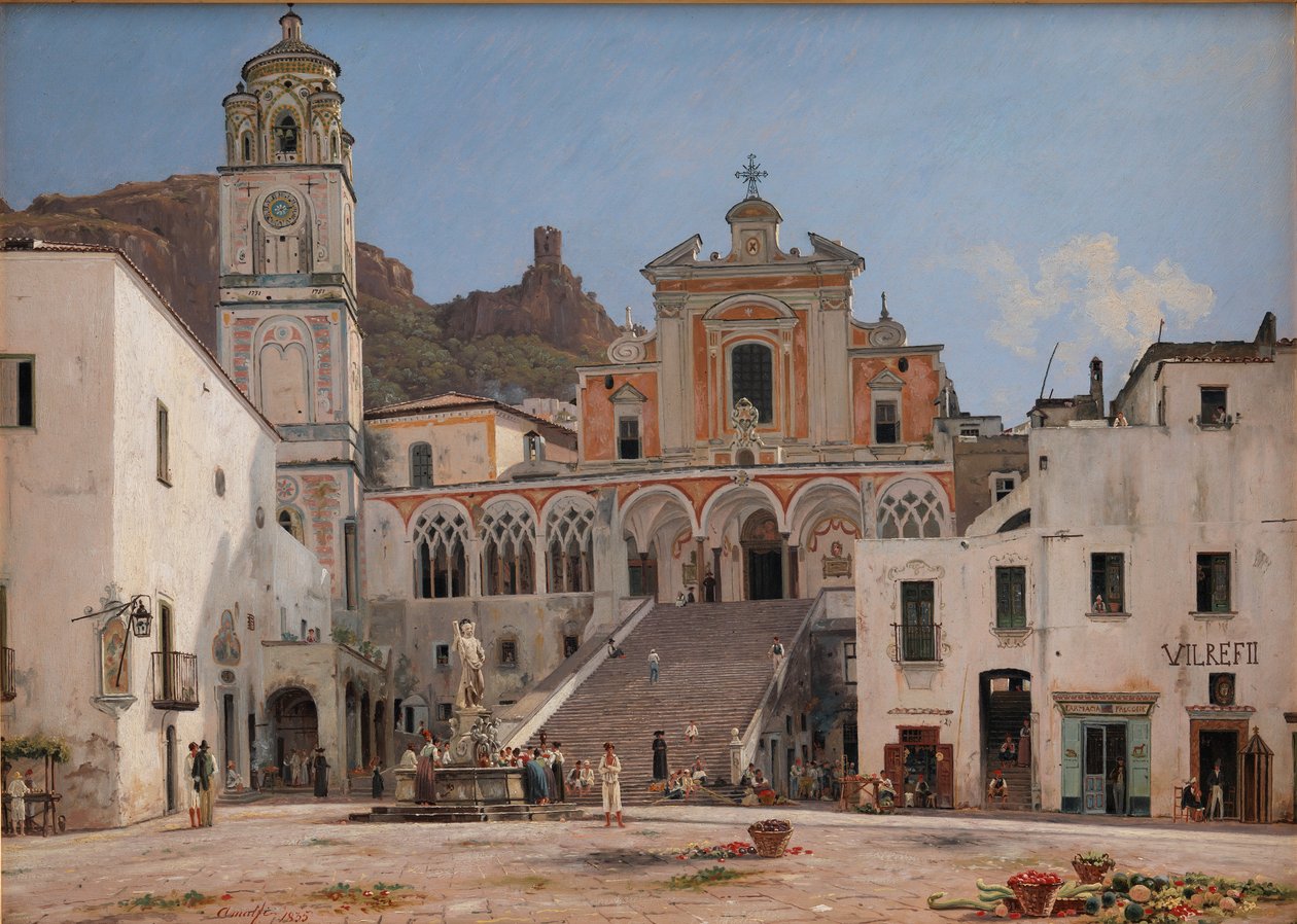 Widok na plac w Amalfi autorstwa Martinus Rorbye