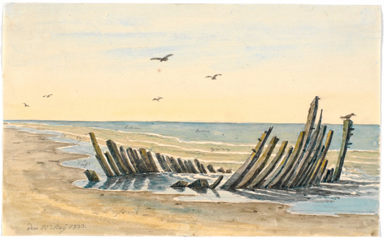 Wrak na plaży Nordstranden, zatonął 9 maja 1832 r. autorstwa Martinus Rørbye