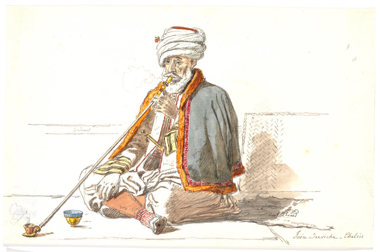 Turecka palacz opium (Jaia Dervicha) w Chalkis autorstwa Martinus Rørbye