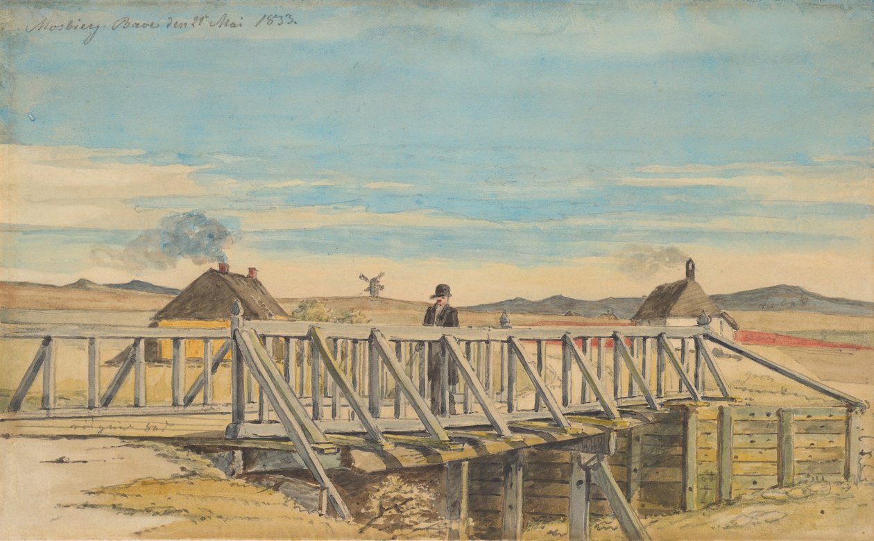 Krajobraz z mostem w pobliżu Mosbjerg, 1833. autorstwa Martinus Rørbye