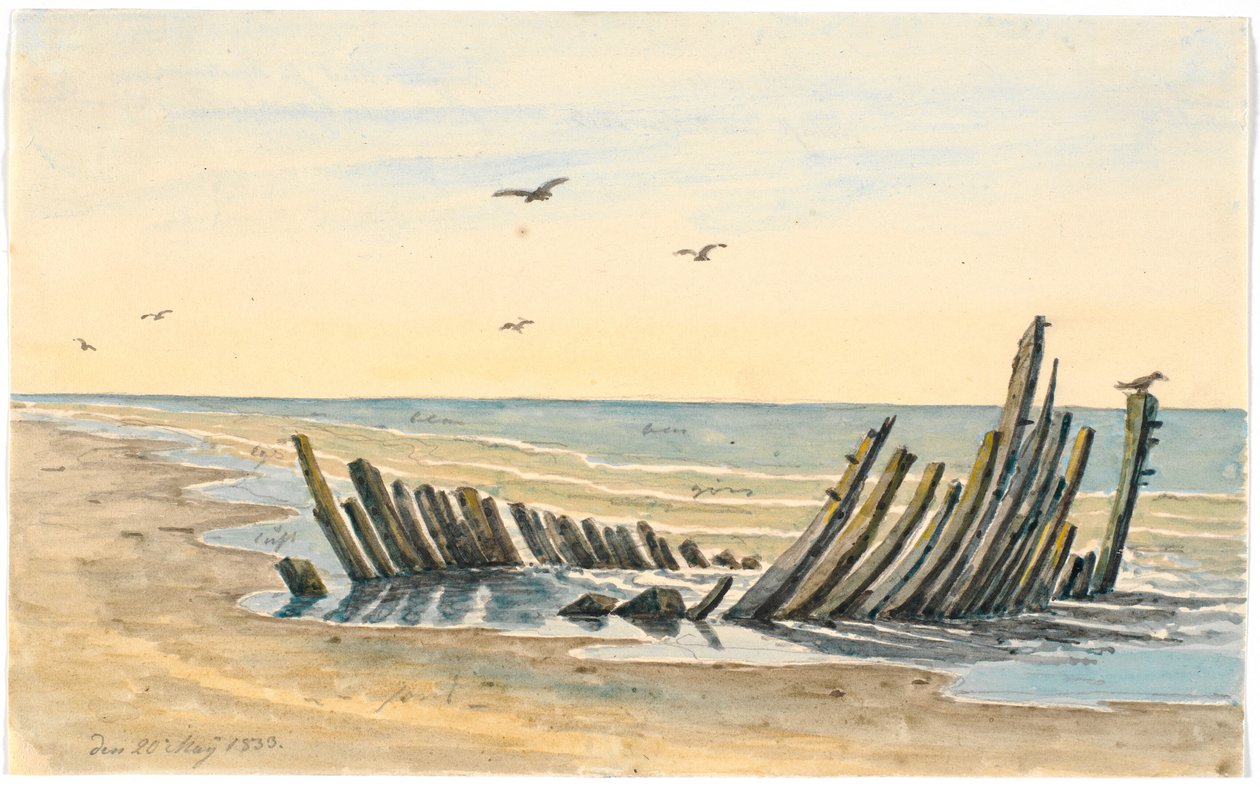 Wrak na plaży Nordstranden, zatonął 9 maja 1832 r. autorstwa Martinus Rørbye