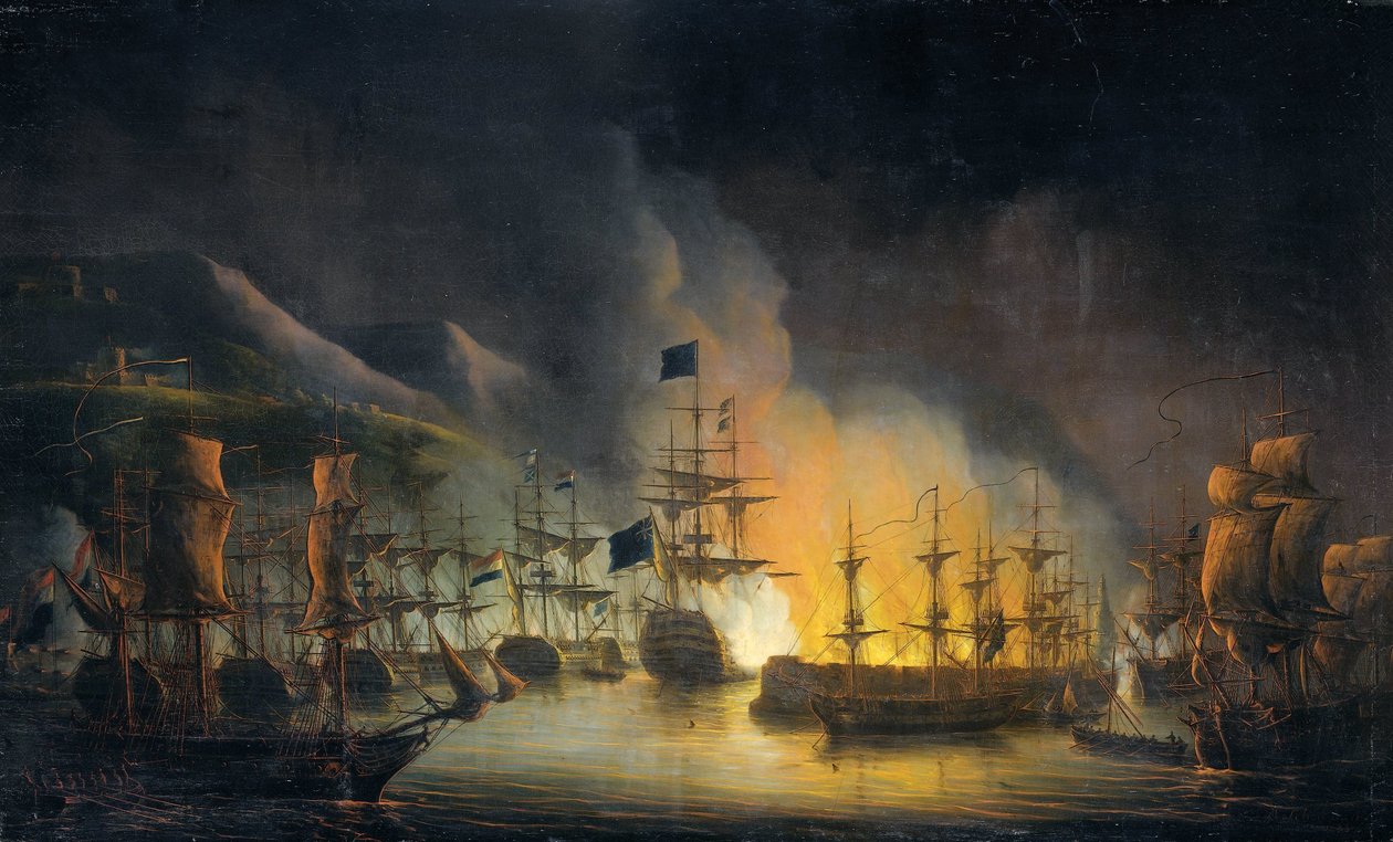 Bombardowanie Algieru (26-27 sierpnia 1816) autorstwa Martinus Schouman (signed by artist)