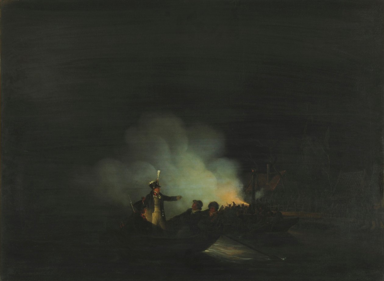 Holandia: Przejazd Matthijsa Beelaertsa, dowódcy Gwardii Narodowej, do Papendrecht w nocy 22 listopada 1813 r. autorstwa Martinus Schouman