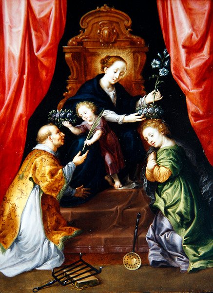 Dziewica z Dzieciątkiem ze św. Elżbietą i Wawrzyńcem Rzymskim (olej na desce) autorstwa Martyn and Brueghel Jan the Younger Pepyn